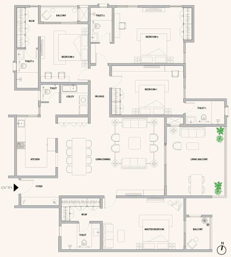 4 BHK Floor Plan