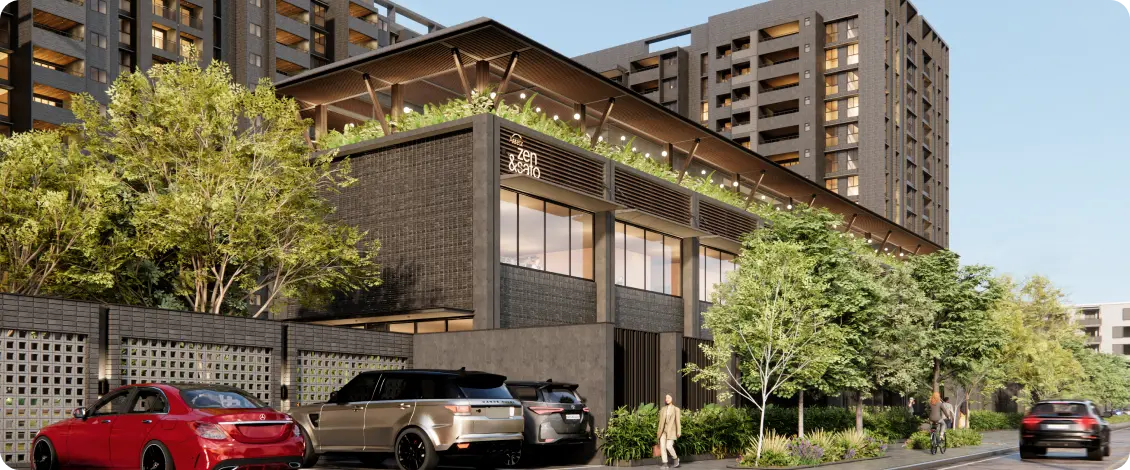 Project entrance and arrival driveway