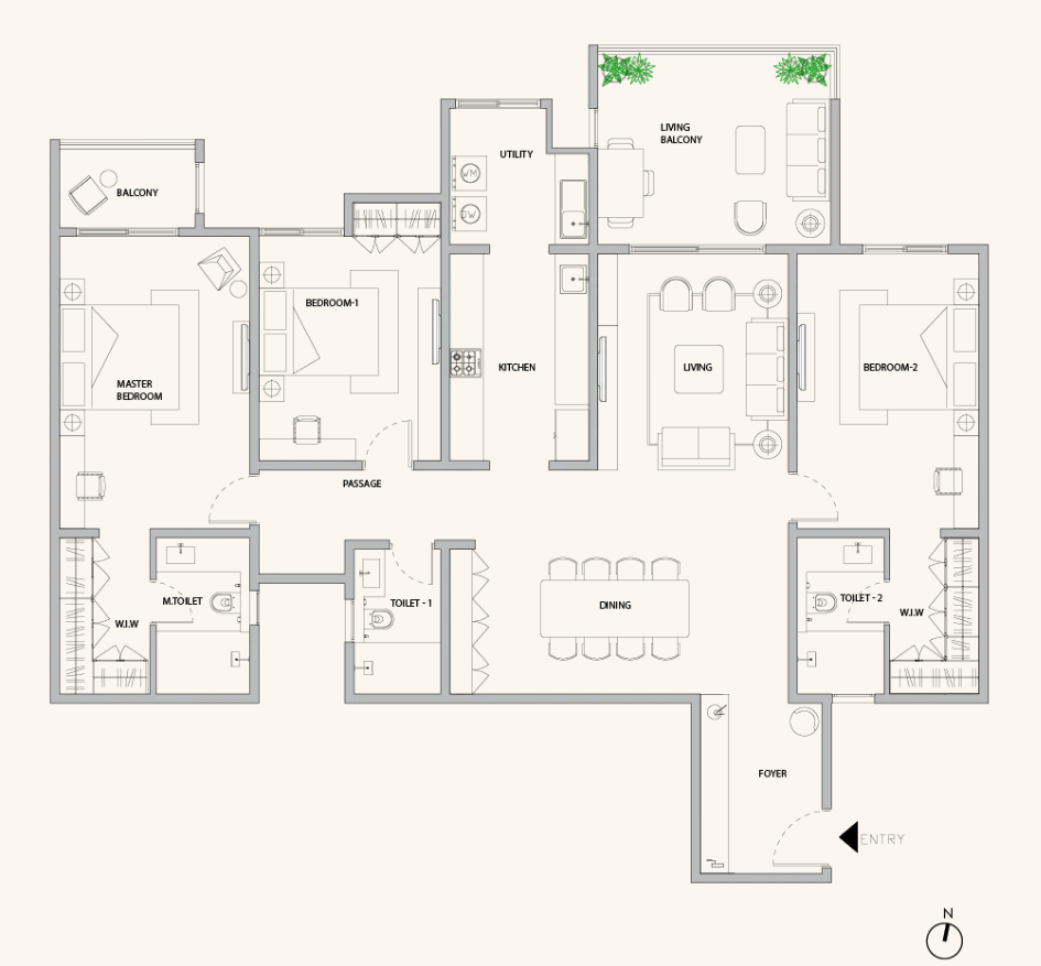 3 BHK Type 2 Floor Plan